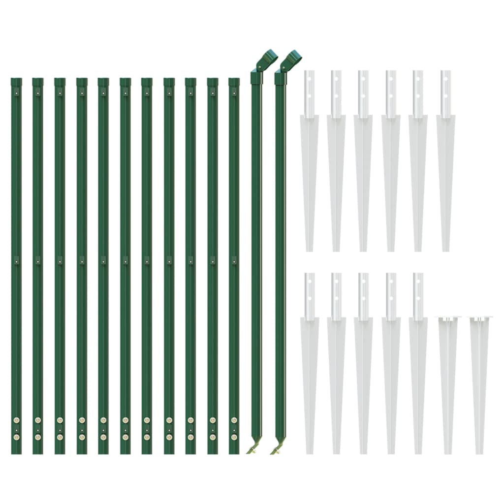 vidaXL Gard plasă de sârmă cu țăruși de fixare, verde, 0,8x25 m vidaXL Gard plasă de sârmă cu țăruși de fixare, verde, 0,8x25 m