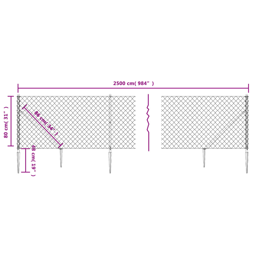 vidaXL Gard plasă de sârmă cu țăruși de fixare, verde, 0,8x25 m vidaXL Gard plasă de sârmă cu țăruși de fixare, verde, 0,8x25 m