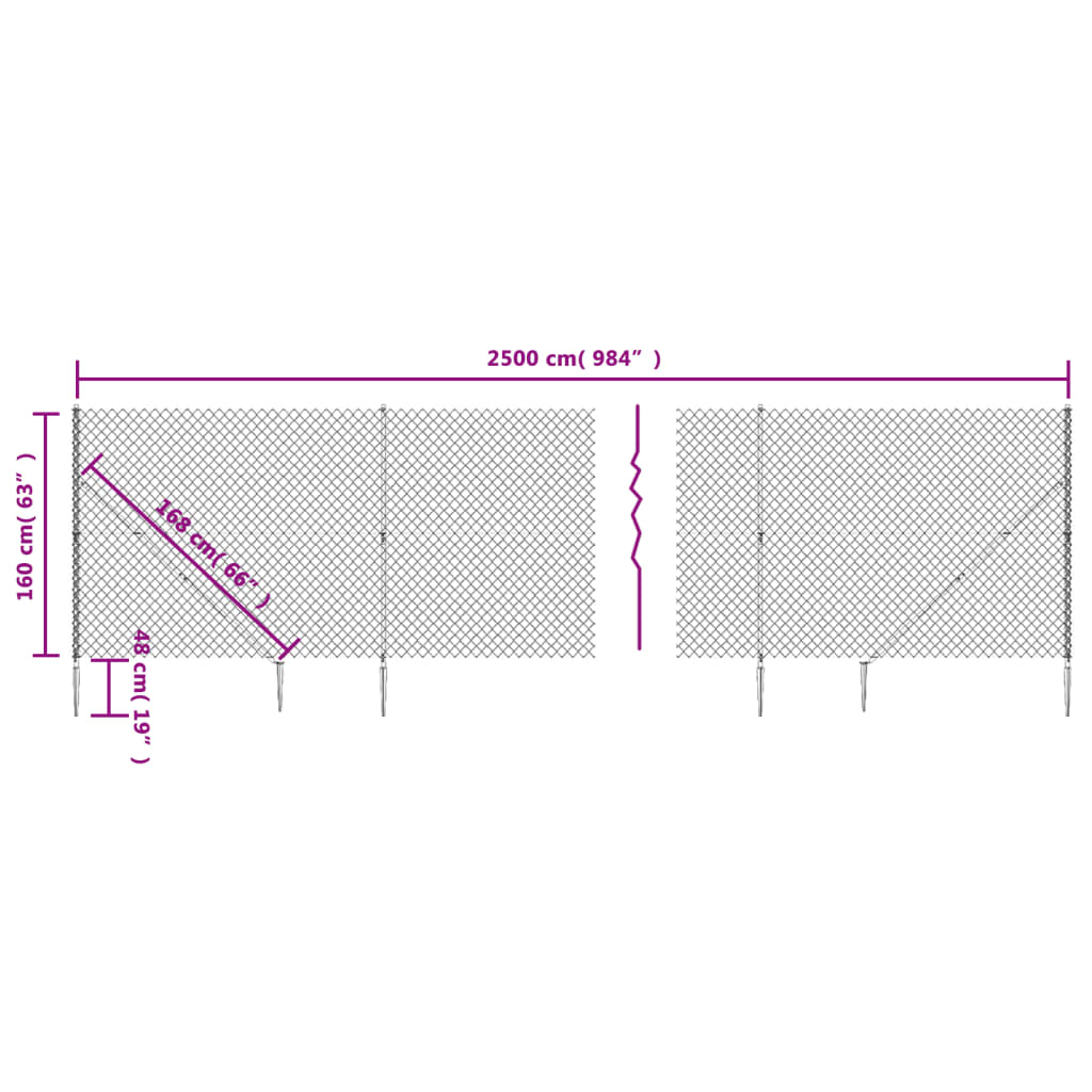 vidaXL Gard plasă de sârmă cu țăruși de fixare, verde, 1,6x25 m vidaXL Gard plasă de sârmă cu țăruși de fixare, verde, 1,6x25 m