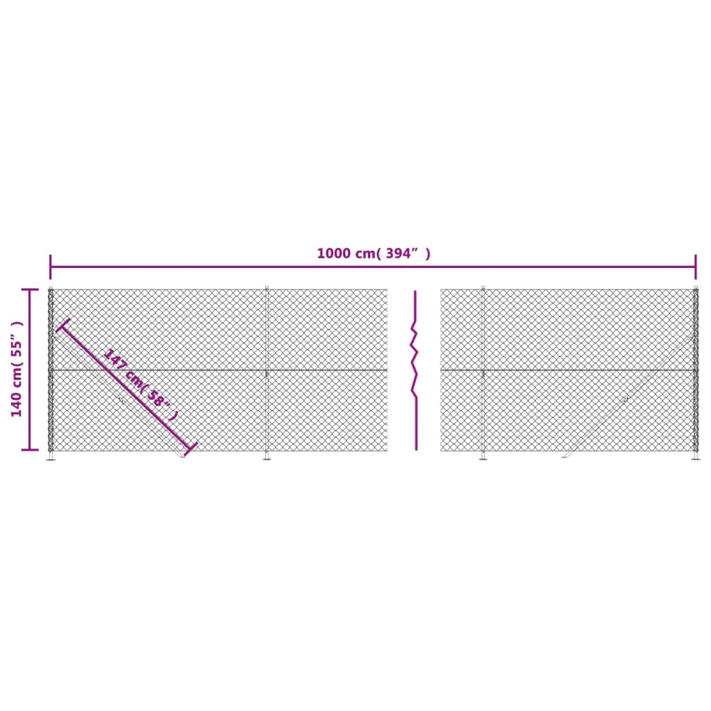 vidaXL Gard plasă de sârmă cu bordură, verde, 1,4x10 m vidaXL Gard plasă de sârmă cu bordură, verde, 1,4x10 m
