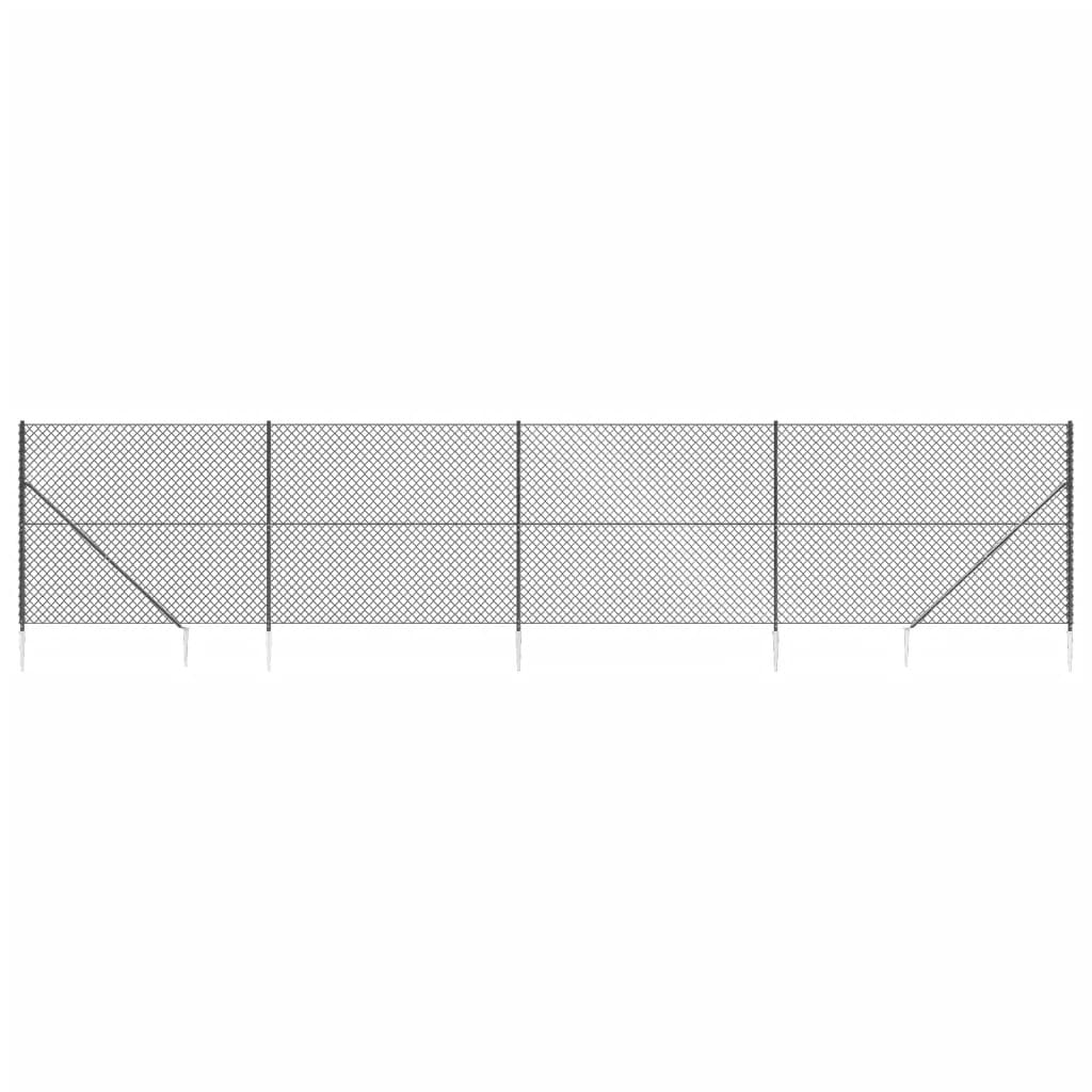 vidaXL Gard plasă de sârmă cu țăruși de fixare, antracit, 1,4x10 m vidaXL Gard plasă de sârmă cu țăruși de fixare, antracit, 1,4x10 m