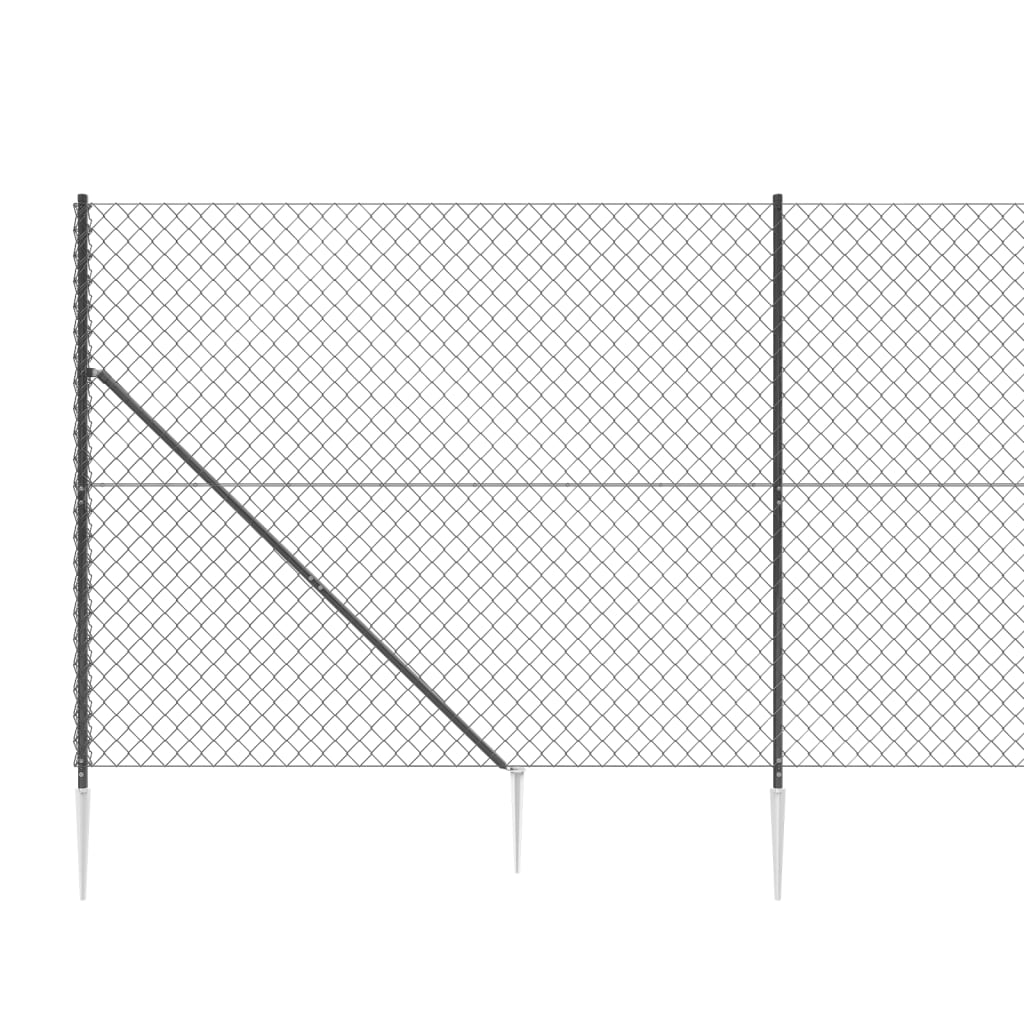 vidaXL Gard plasă de sârmă cu țăruși de fixare, antracit, 1,6x25 m vidaXL Gard plasă de sârmă cu țăruși de fixare, antracit, 1,6x25 m