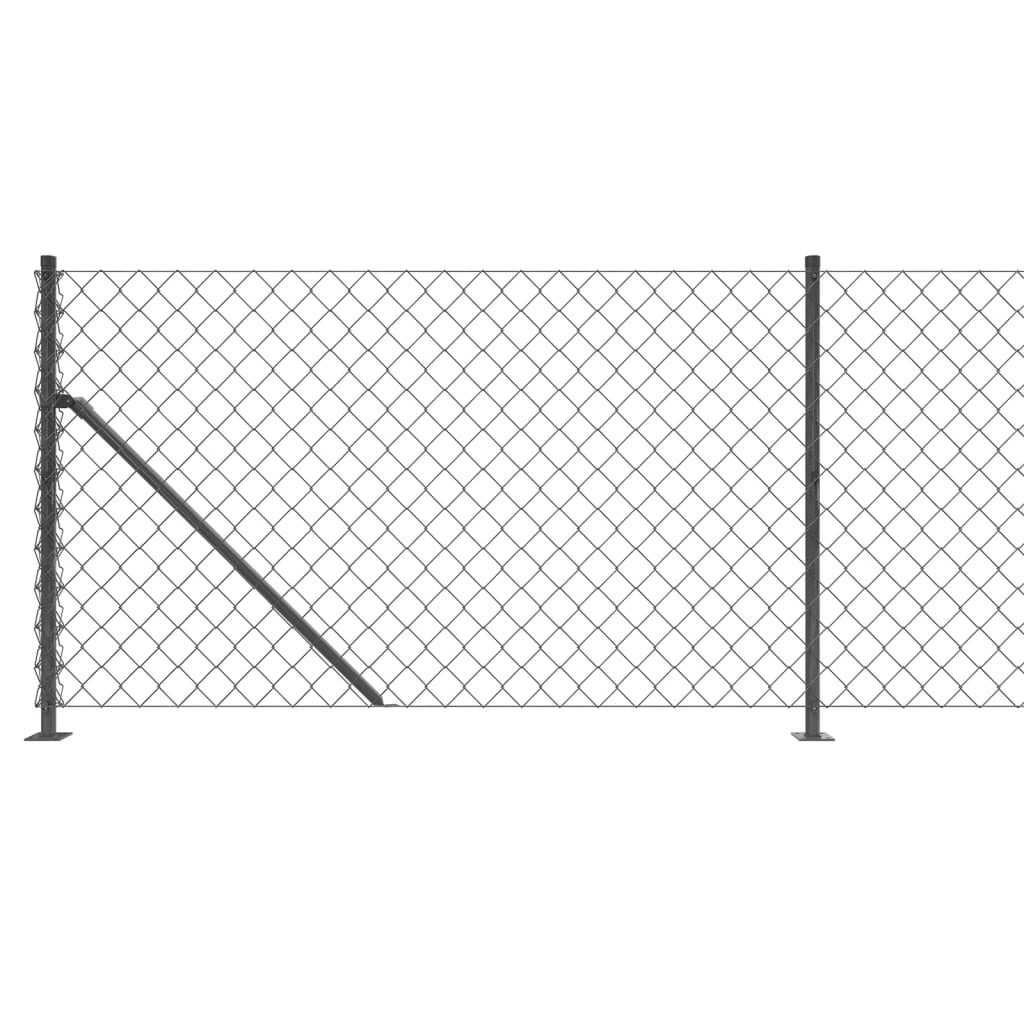 vidaXL Gard plasă de sârmă cu bordură, antracit, 0,8x10 m