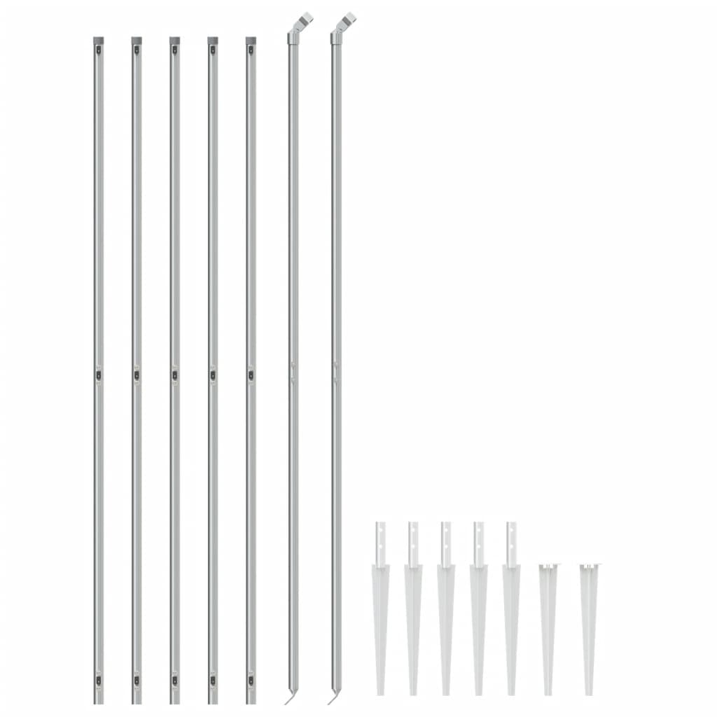 vidaXL Gard plasă de sârmă cu țăruși de fixare, argintiu, 1,6x10 m vidaXL Gard plasă de sârmă cu țăruși de fixare, argintiu, 1,6x10 m
