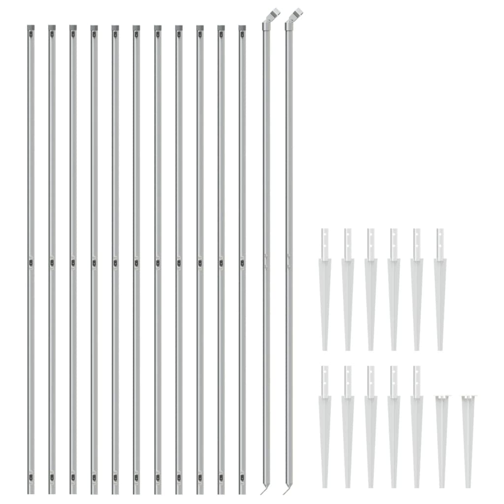 vidaXL Gard plasă de sârmă cu țăruși de fixare, argintiu, 1,4x25 m vidaXL Gard plasă de sârmă cu țăruși de fixare, argintiu, 1,4x25 m