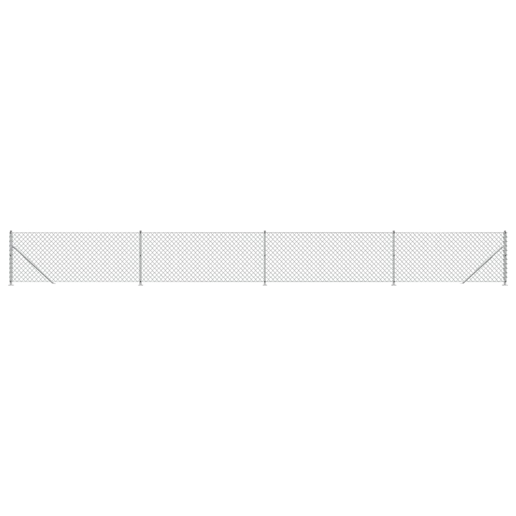 vidaXL Gard plasă de sârmă cu bordură, argintiu, 0,8x10 m
