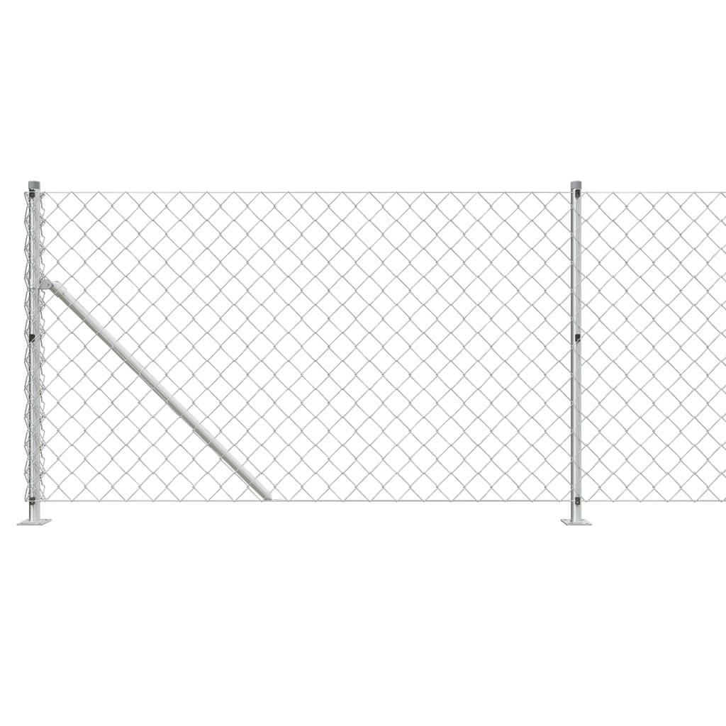 vidaXL Gard plasă de sârmă cu bordură, argintiu, 1x25 m