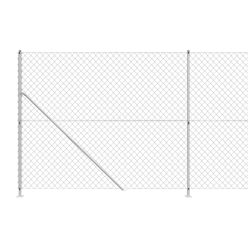vidaXL Gard plasă de sârmă cu bordură, argintiu, 1,6x25 m