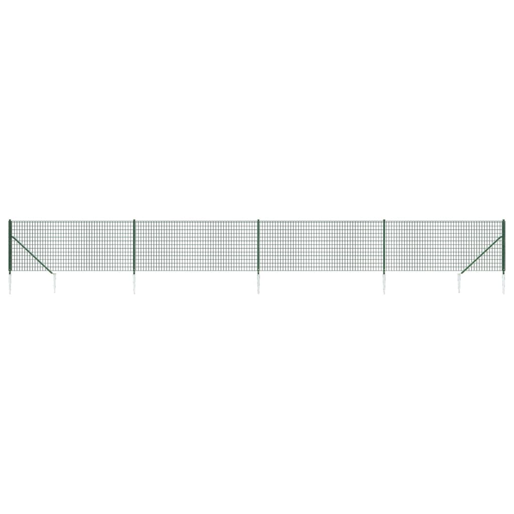 vidaXL Gard plasă de sârmă cu țăruși de fixare, verde, 0,8x10 m vidaXL Gard plasă de sârmă cu țăruși de fixare, verde, 0,8x10 m
