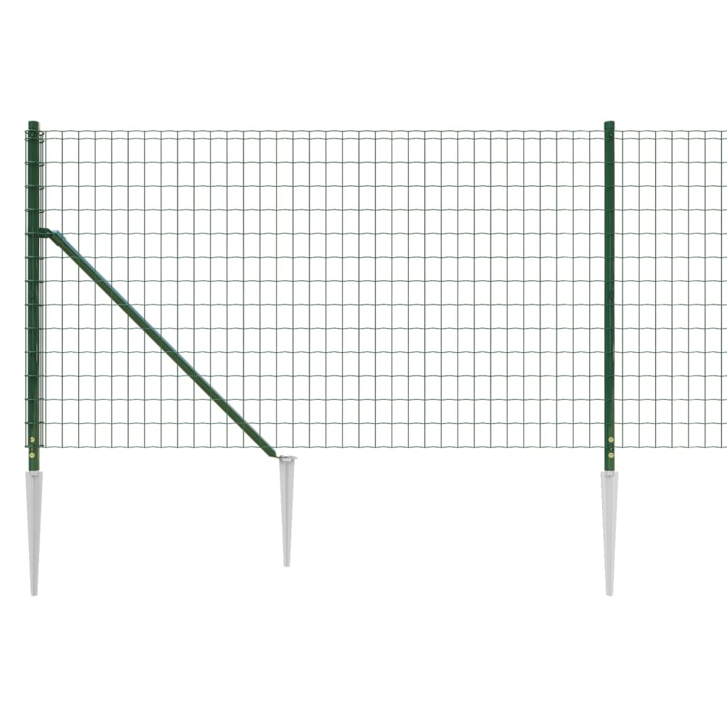 vidaXL Gard plasă de sârmă cu țăruși de fixare, verde, 0,8x10 m vidaXL Gard plasă de sârmă cu țăruși de fixare, verde, 0,8x10 m