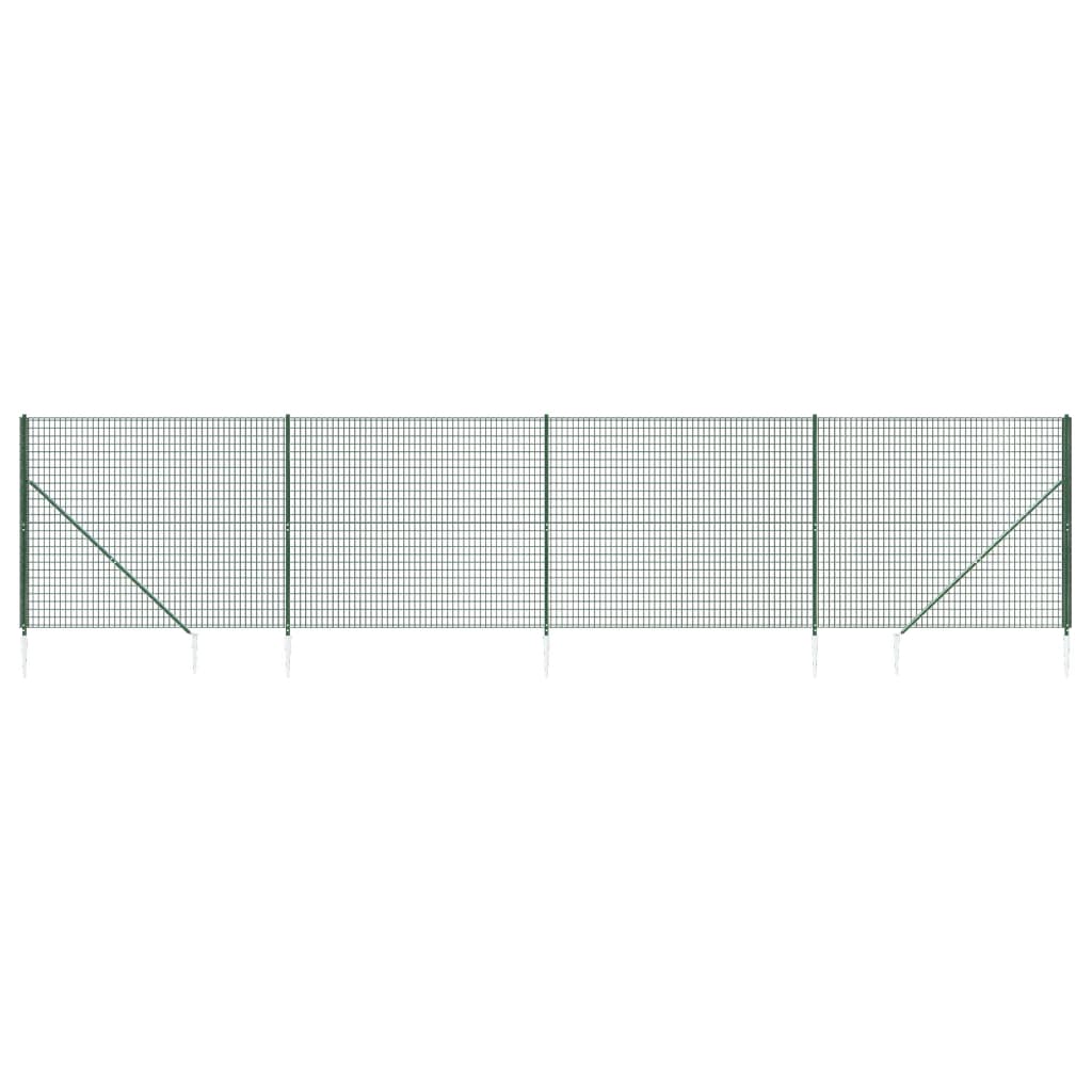 vidaXL Gard plasă de sârmă cu țăruși de fixare, verde, 1,4x10 m