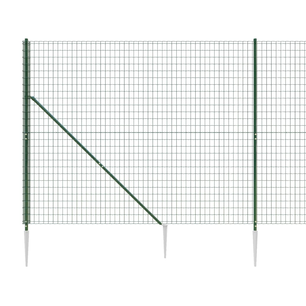 vidaXL Gard plasă de sârmă cu țăruși de fixare, verde, 1,4x10 m