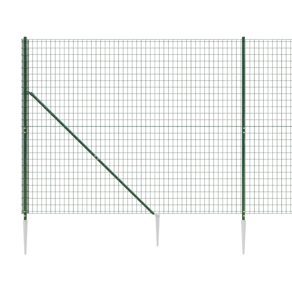vidaXL Gard plasă de sârmă cu țăruși de fixare, verde, 1,6x10 m vidaXL Gard plasă de sârmă cu țăruși de fixare, verde, 1,6x10 m