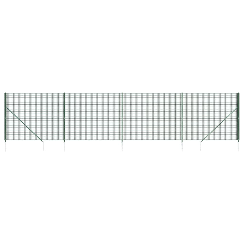 vidaXL Gard plasă de sârmă cu țăruși de fixare, verde, 1,8x10 m vidaXL Gard plasă de sârmă cu țăruși de fixare, verde, 1,8x10 m
