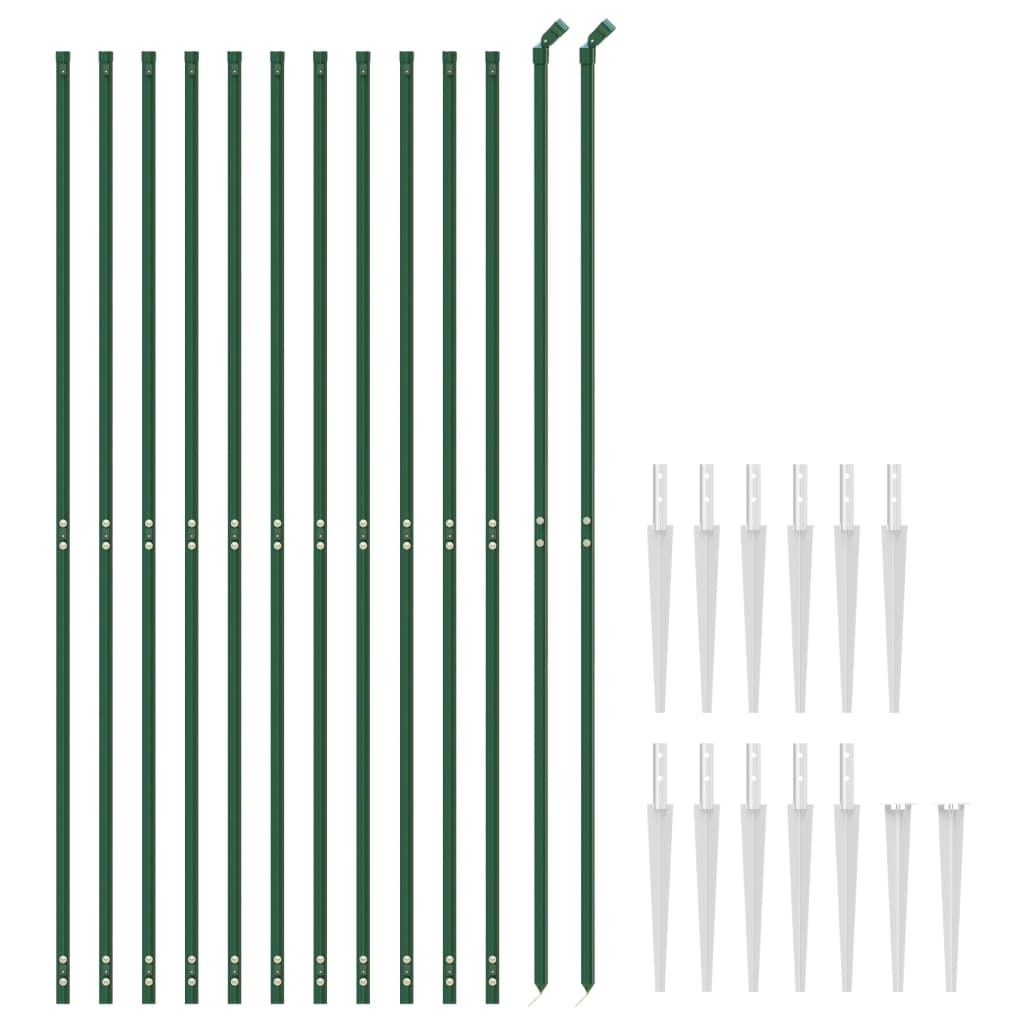 vidaXL Gard plasă de sârmă cu țăruși de fixare, verde, 1,4x25 m vidaXL Gard plasă de sârmă cu țăruși de fixare, verde, 1,4x25 m
