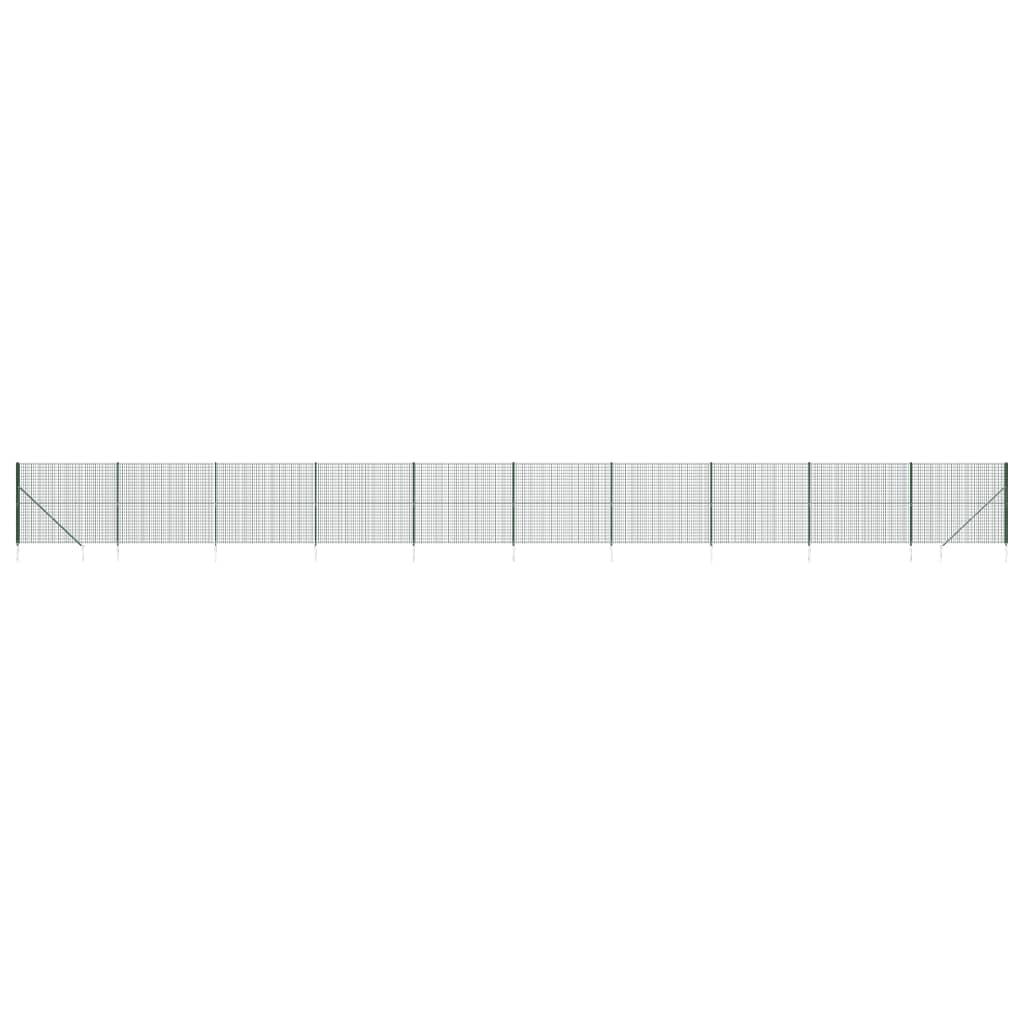 vidaXL Gard plasă de sârmă cu țăruși de fixare, verde, 1,6x25 m vidaXL Gard plasă de sârmă cu țăruși de fixare, verde, 1,6x25 m
