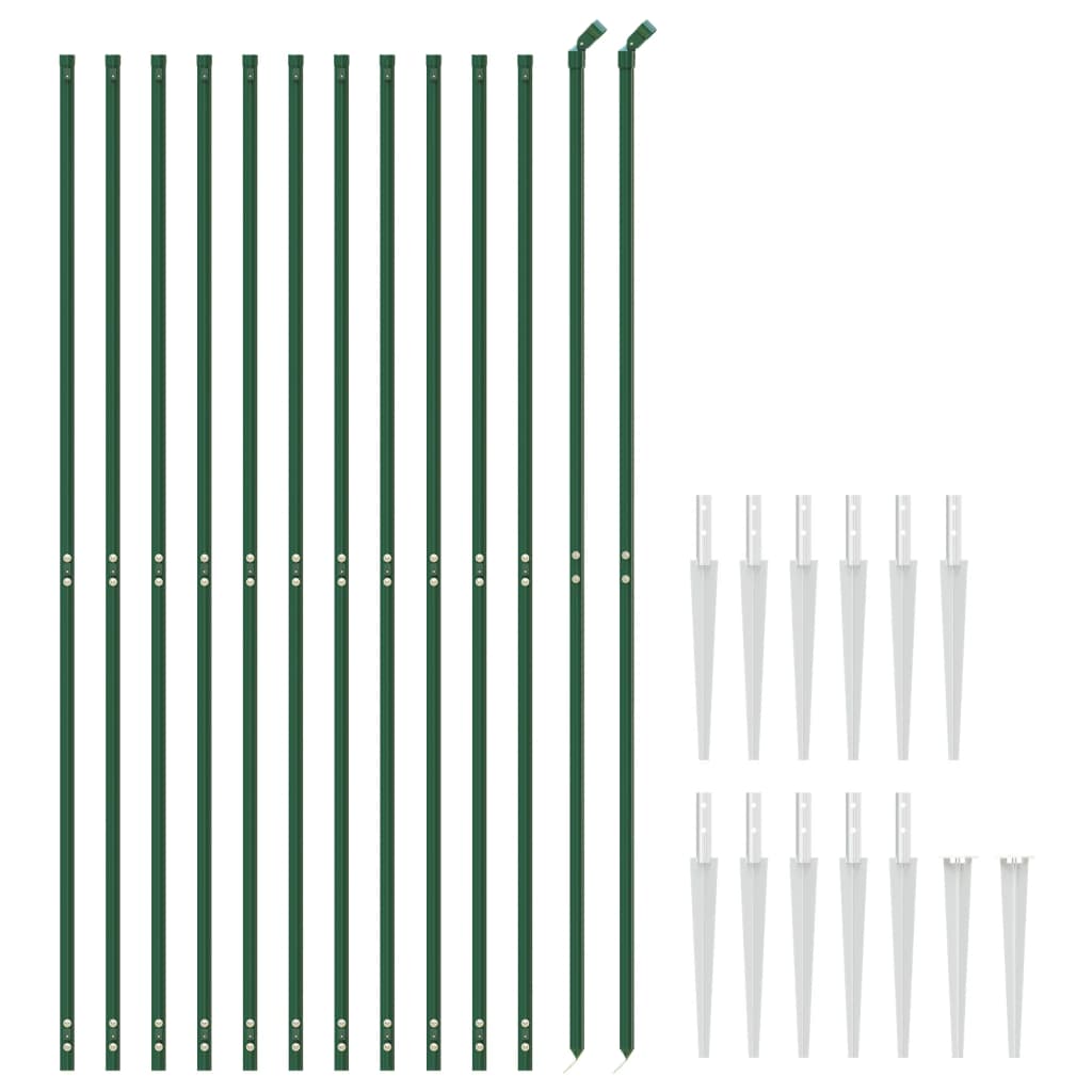 vidaXL Gard plasă de sârmă cu țăruși de fixare, verde, 1,6x25 m vidaXL Gard plasă de sârmă cu țăruși de fixare, verde, 1,6x25 m