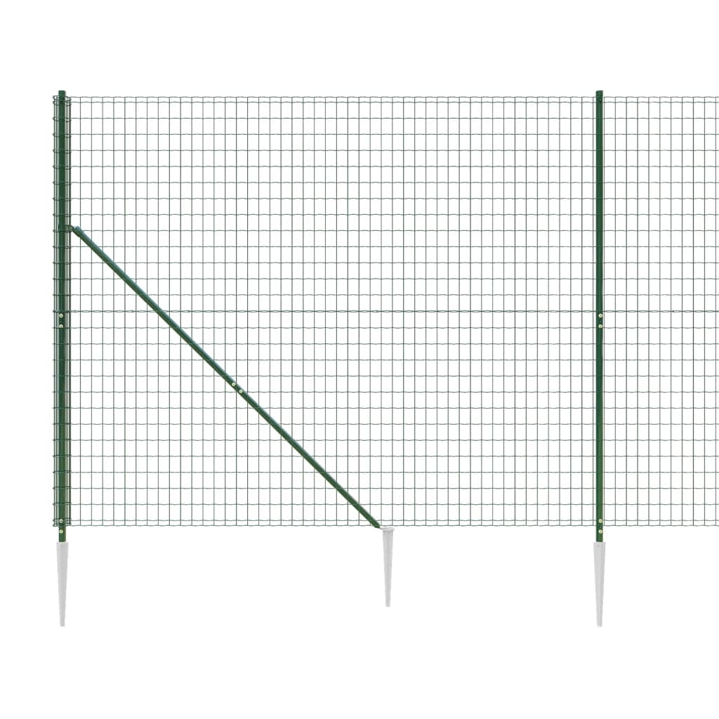 vidaXL Gard plasă de sârmă cu țăruși de fixare, verde, 1,6x25 m vidaXL Gard plasă de sârmă cu țăruși de fixare, verde, 1,6x25 m