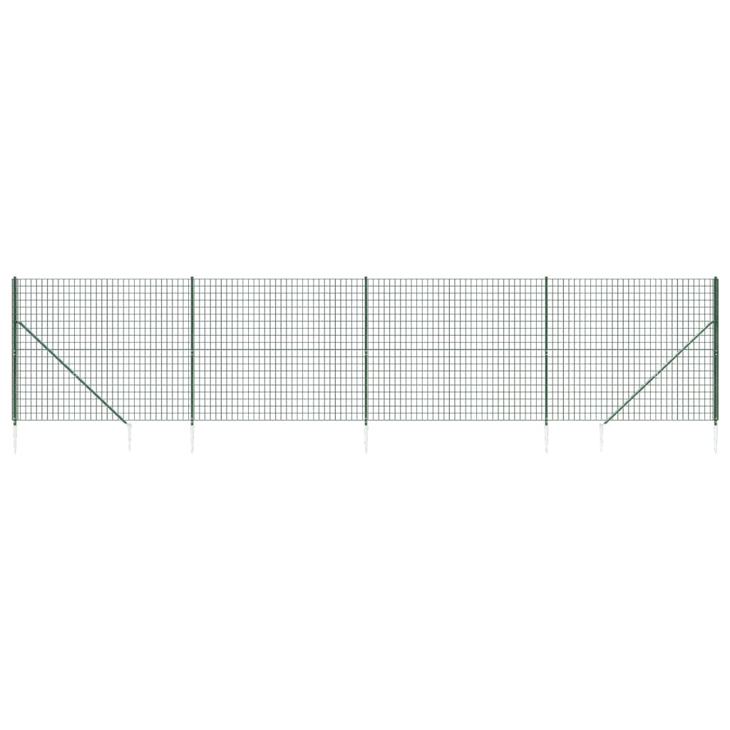 vidaXL Gard plasă de sârmă cu țăruși de fixare, verde, 1,4x10 m vidaXL Gard plasă de sârmă cu țăruși de fixare, verde, 1,4x10 m