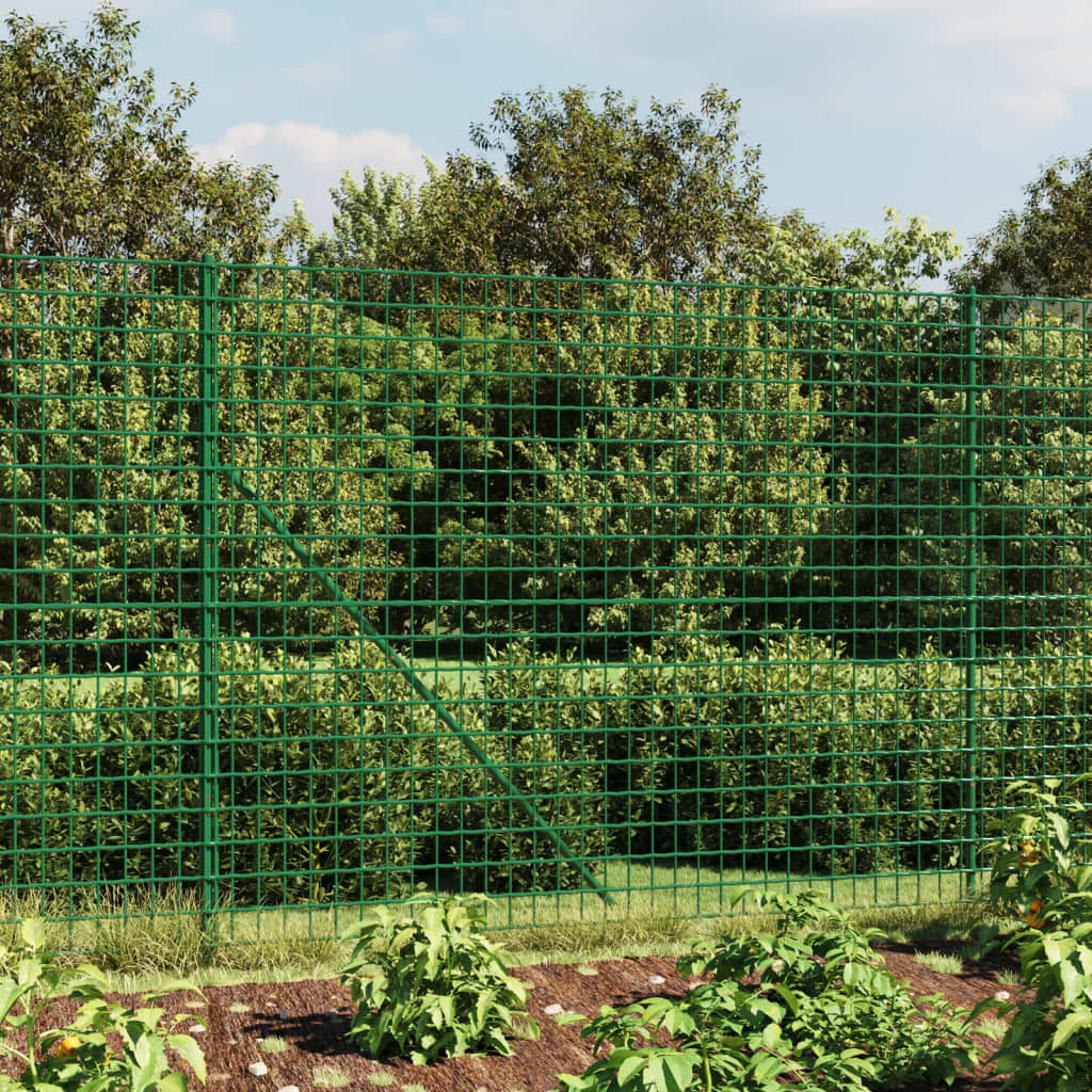 vidaXL Gard plasă de sârmă cu țăruși de fixare, verde, 1,4x10 m vidaXL Gard plasă de sârmă cu țăruși de fixare, verde, 1,4x10 m
