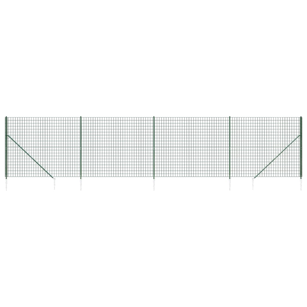 vidaXL Gard plasă de sârmă cu țăruși de fixare, verde, 2,2x10 m