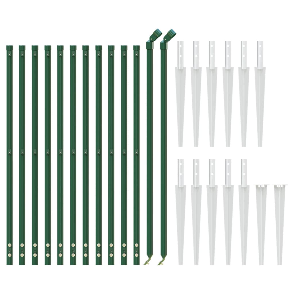 vidaXL Gard plasă de sârmă cu țăruși de fixare, verde, 0,8x25 m vidaXL Gard plasă de sârmă cu țăruși de fixare, verde, 0,8x25 m