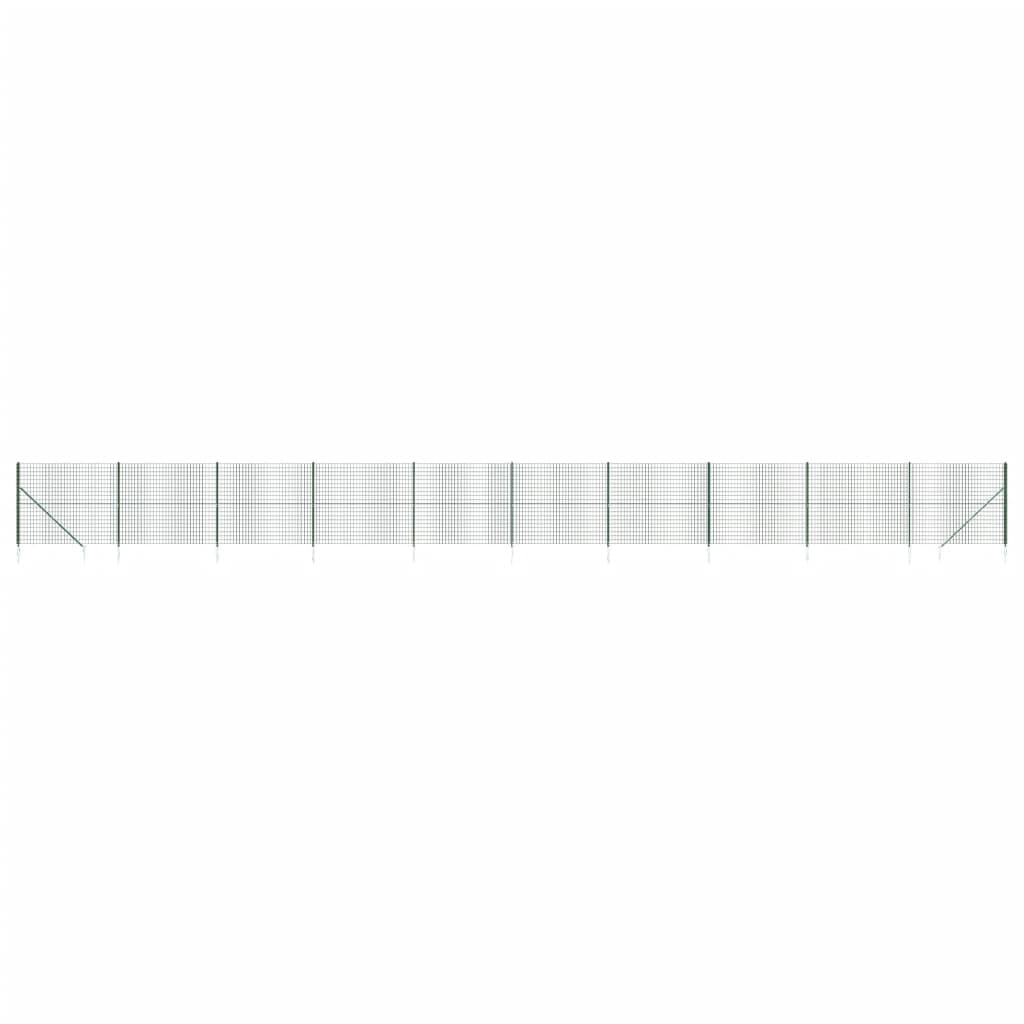 vidaXL Gard plasă de sârmă cu țăruși de fixare, verde, 1,4x25 m vidaXL Gard plasă de sârmă cu țăruși de fixare, verde, 1,4x25 m