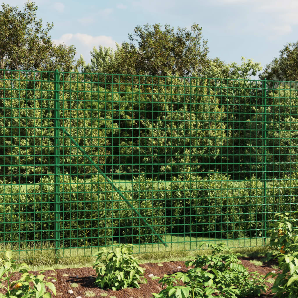 vidaXL Gard plasă de sârmă cu țăruși de fixare, verde, 1,4x25 m vidaXL Gard plasă de sârmă cu țăruși de fixare, verde, 1,4x25 m