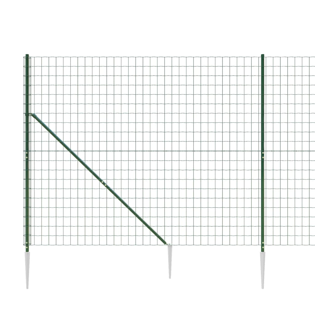 vidaXL Gard plasă de sârmă cu țăruși de fixare, verde, 1,8x25 m vidaXL Gard plasă de sârmă cu țăruși de fixare, verde, 1,8x25 m