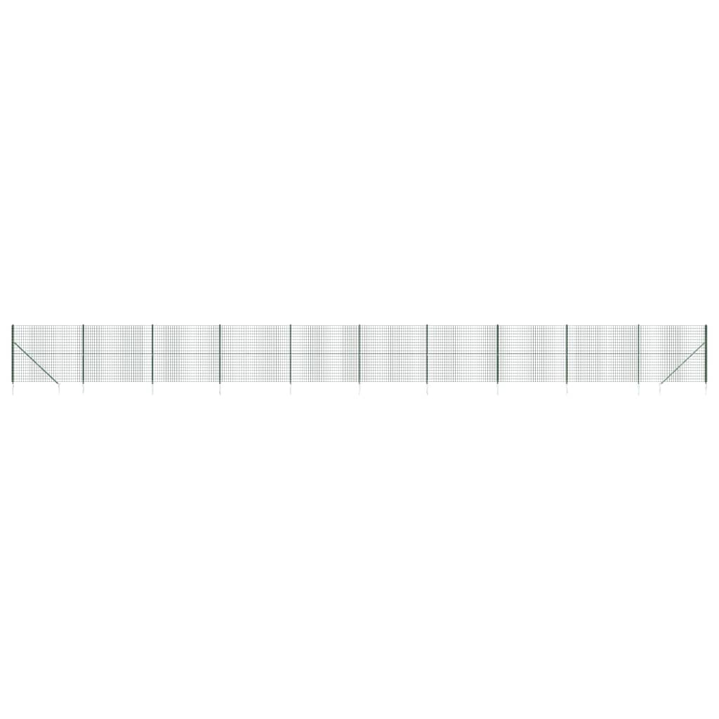 vidaXL Gard plasă de sârmă cu țăruși de fixare, verde, 2x25 m vidaXL Gard plasă de sârmă cu țăruși de fixare, verde, 2x25 m