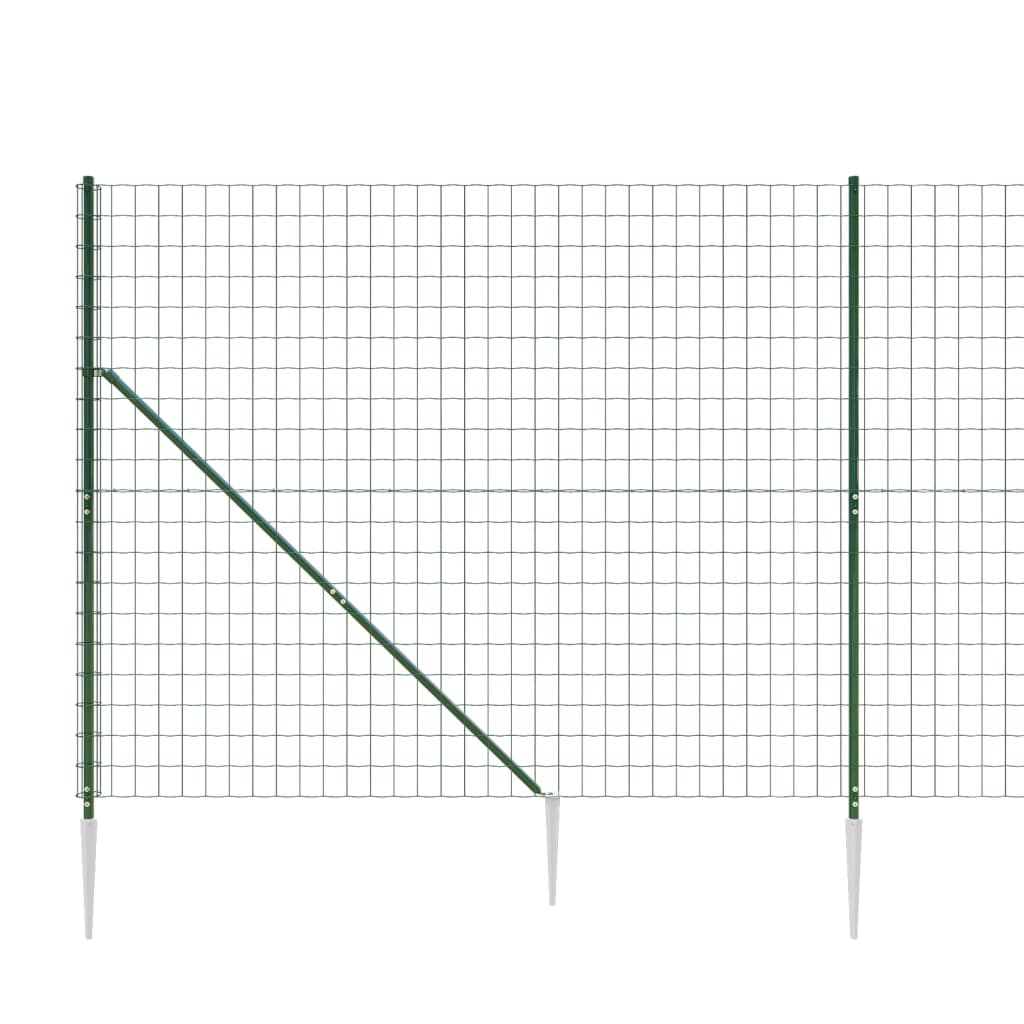 vidaXL Gard plasă de sârmă cu țăruși de fixare, verde, 2,2x25 m vidaXL Gard plasă de sârmă cu țăruși de fixare, verde, 2,2x25 m