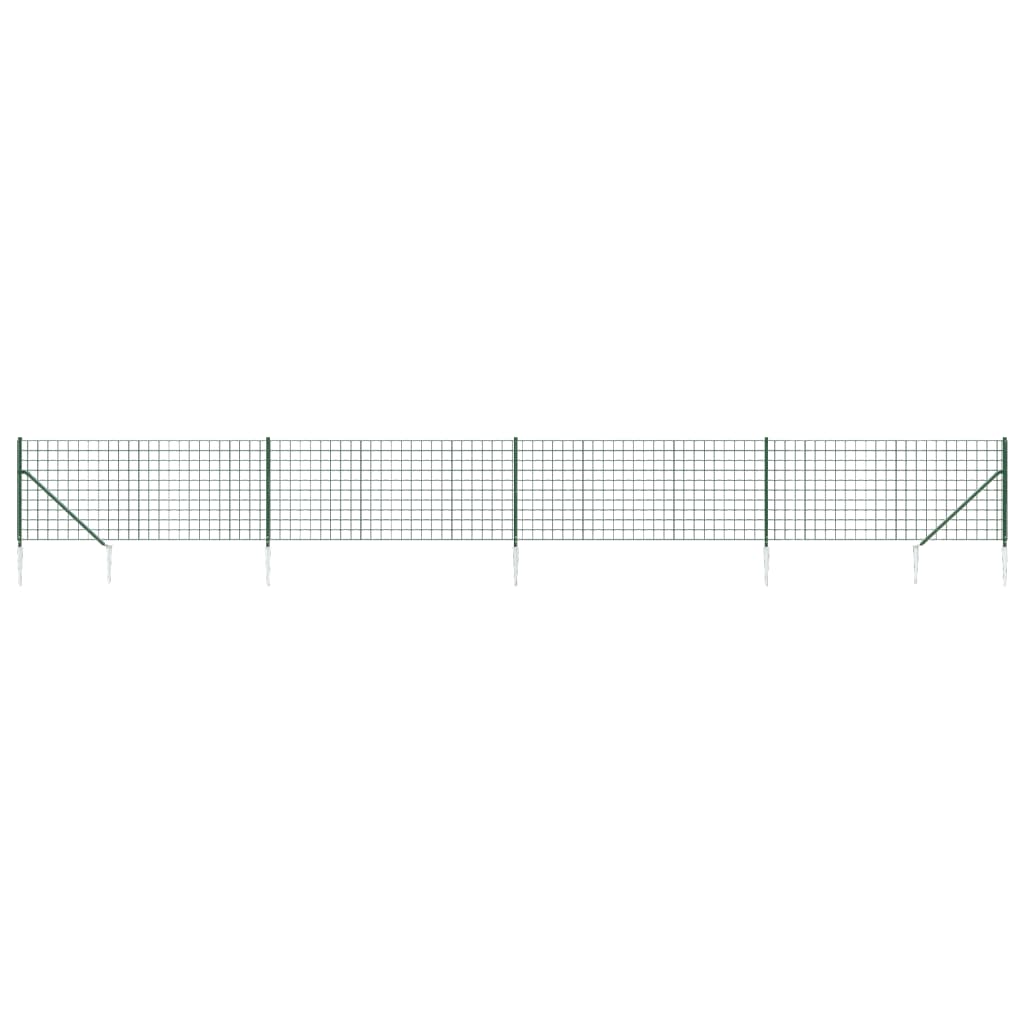 vidaXL Gard plasă de sârmă cu țăruși de fixare, verde, 0,8x10 m vidaXL Gard plasă de sârmă cu țăruși de fixare, verde, 0,8x10 m