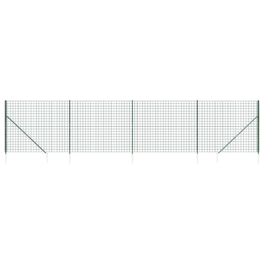 vidaXL Gard plasă de sârmă cu țăruși de fixare, verde, 1,6x10 m vidaXL Gard plasă de sârmă cu țăruși de fixare, verde, 1,6x10 m