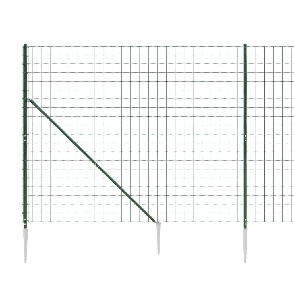 vidaXL Gard plasă de sârmă cu țăruși de fixare, verde, 1,6x10 m vidaXL Gard plasă de sârmă cu țăruși de fixare, verde, 1,6x10 m