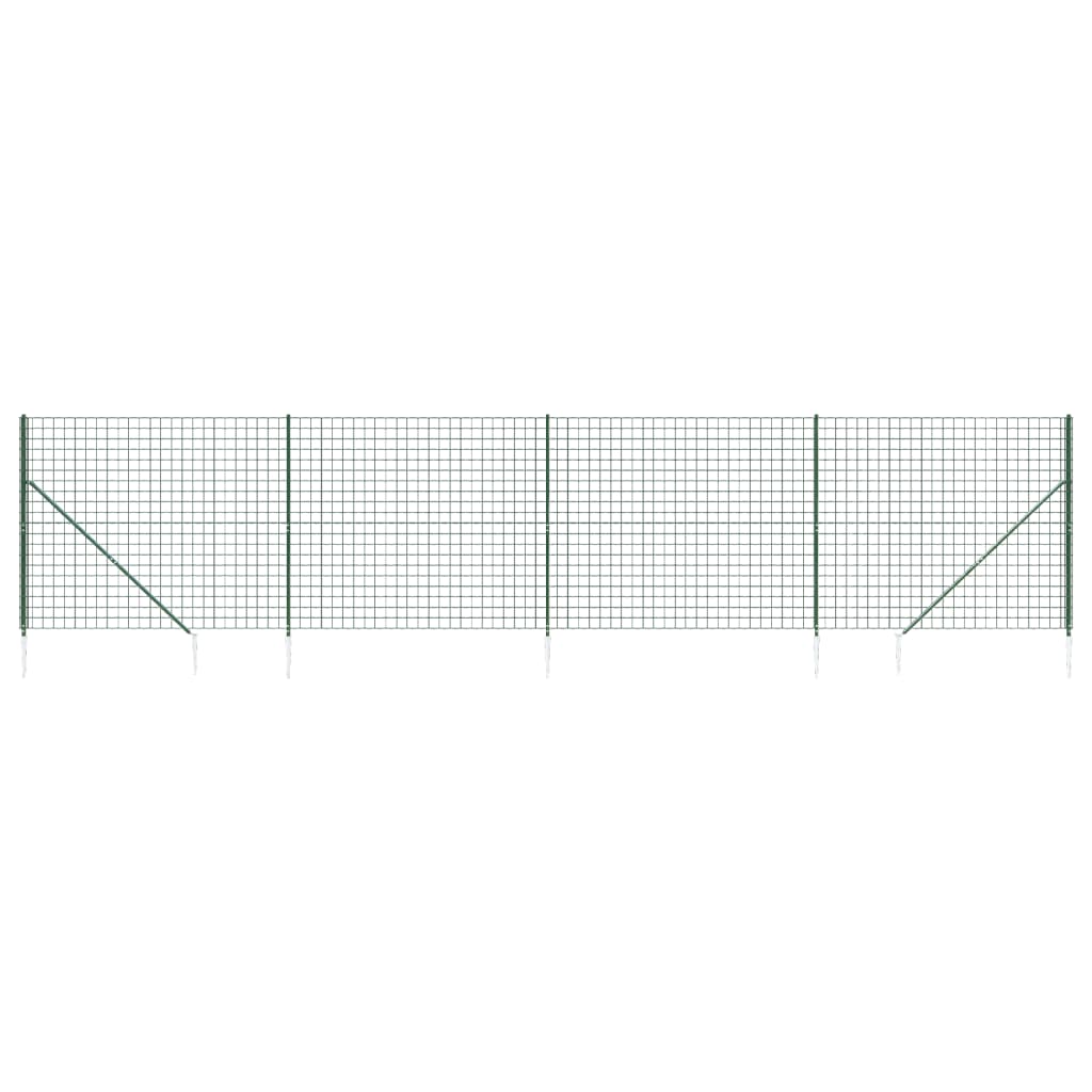 vidaXL Gard plasă de sârmă cu țăruși de fixare, verde, 1,8x10 m vidaXL Gard plasă de sârmă cu țăruși de fixare, verde, 1,8x10 m