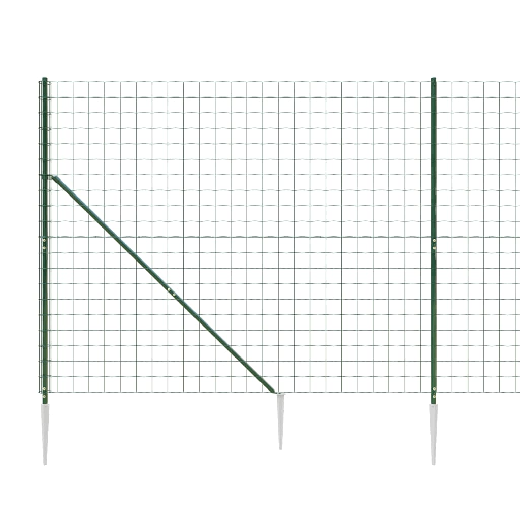 vidaXL Gard plasă de sârmă cu țăruși de fixare, verde, 1,8x10 m vidaXL Gard plasă de sârmă cu țăruși de fixare, verde, 1,8x10 m