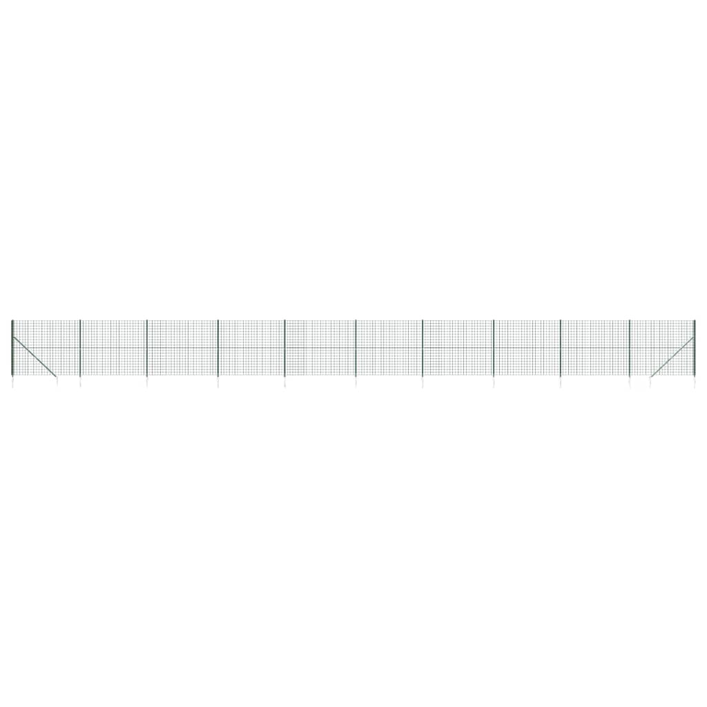 vidaXL Gard plasă de sârmă cu țăruși de fixare, verde, 1,6x25 m vidaXL Gard plasă de sârmă cu țăruși de fixare, verde, 1,6x25 m