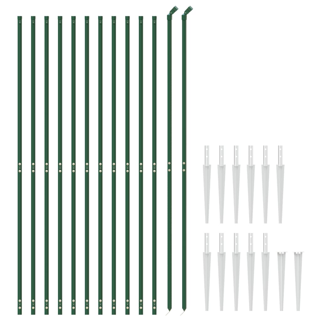 vidaXL Gard plasă de sârmă cu țăruși de fixare, verde, 1,6x25 m vidaXL Gard plasă de sârmă cu țăruși de fixare, verde, 1,6x25 m