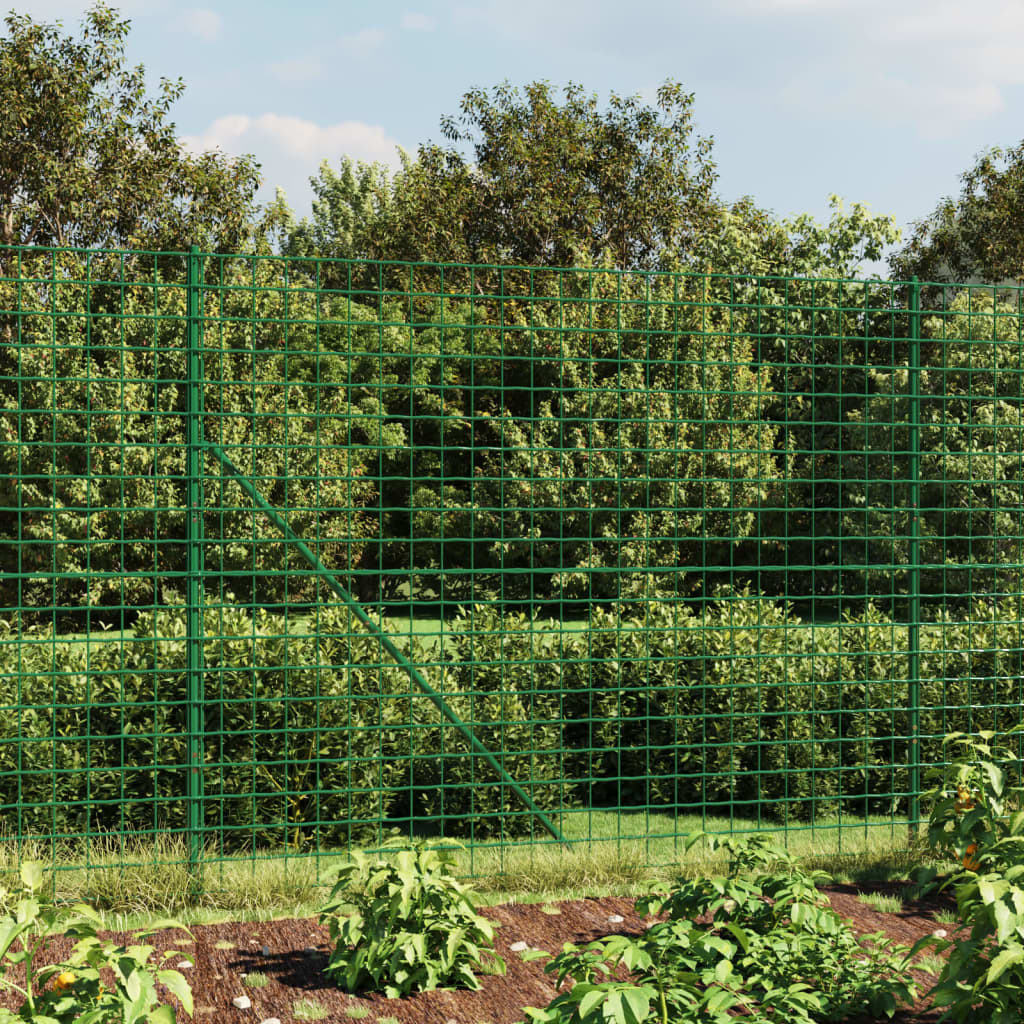 vidaXL Gard plasă de sârmă cu țăruși de fixare, verde, 1,6x25 m vidaXL Gard plasă de sârmă cu țăruși de fixare, verde, 1,6x25 m