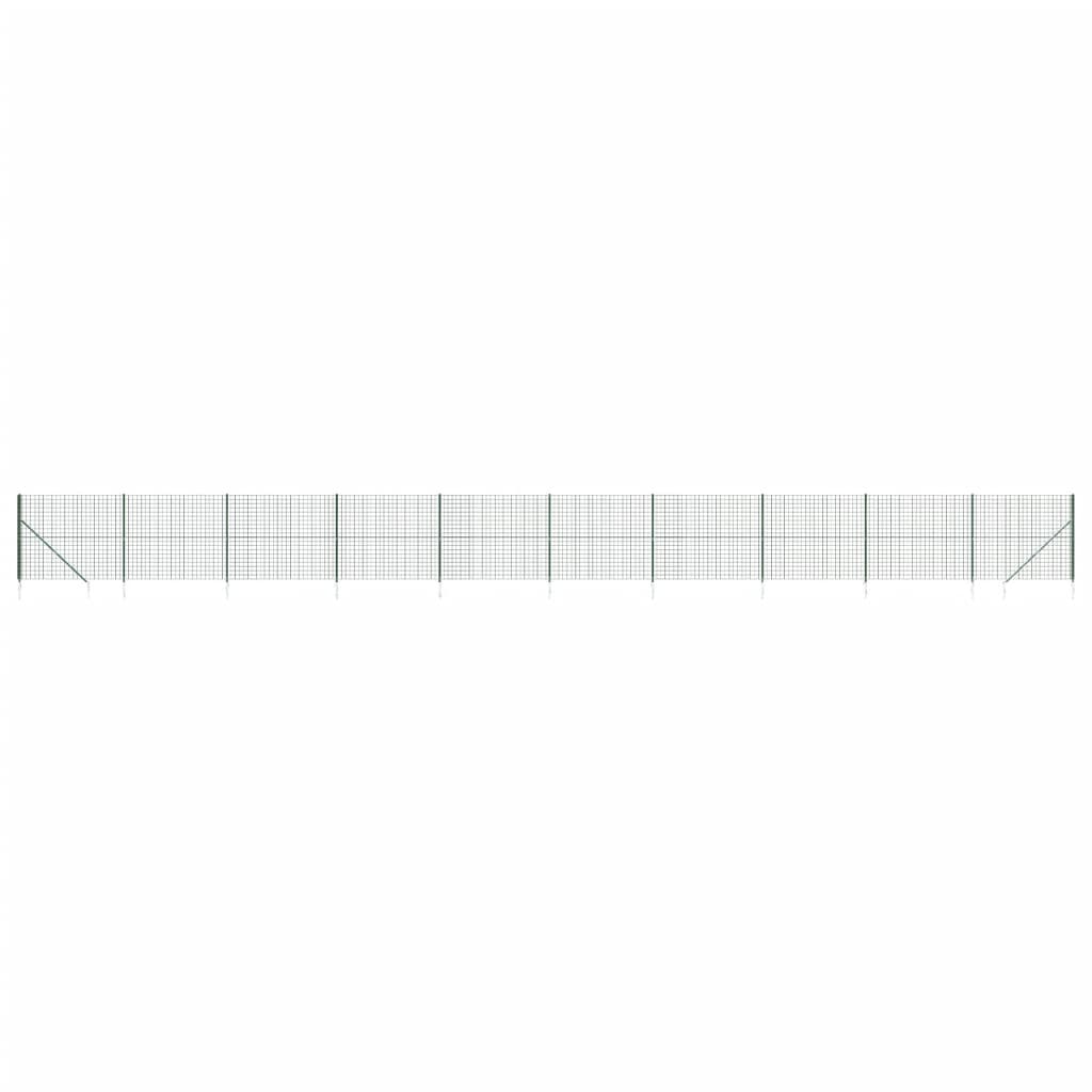 vidaXL Gard plasă de sârmă cu țăruși de fixare, verde, 2x25 m vidaXL Gard plasă de sârmă cu țăruși de fixare, verde, 2x25 m