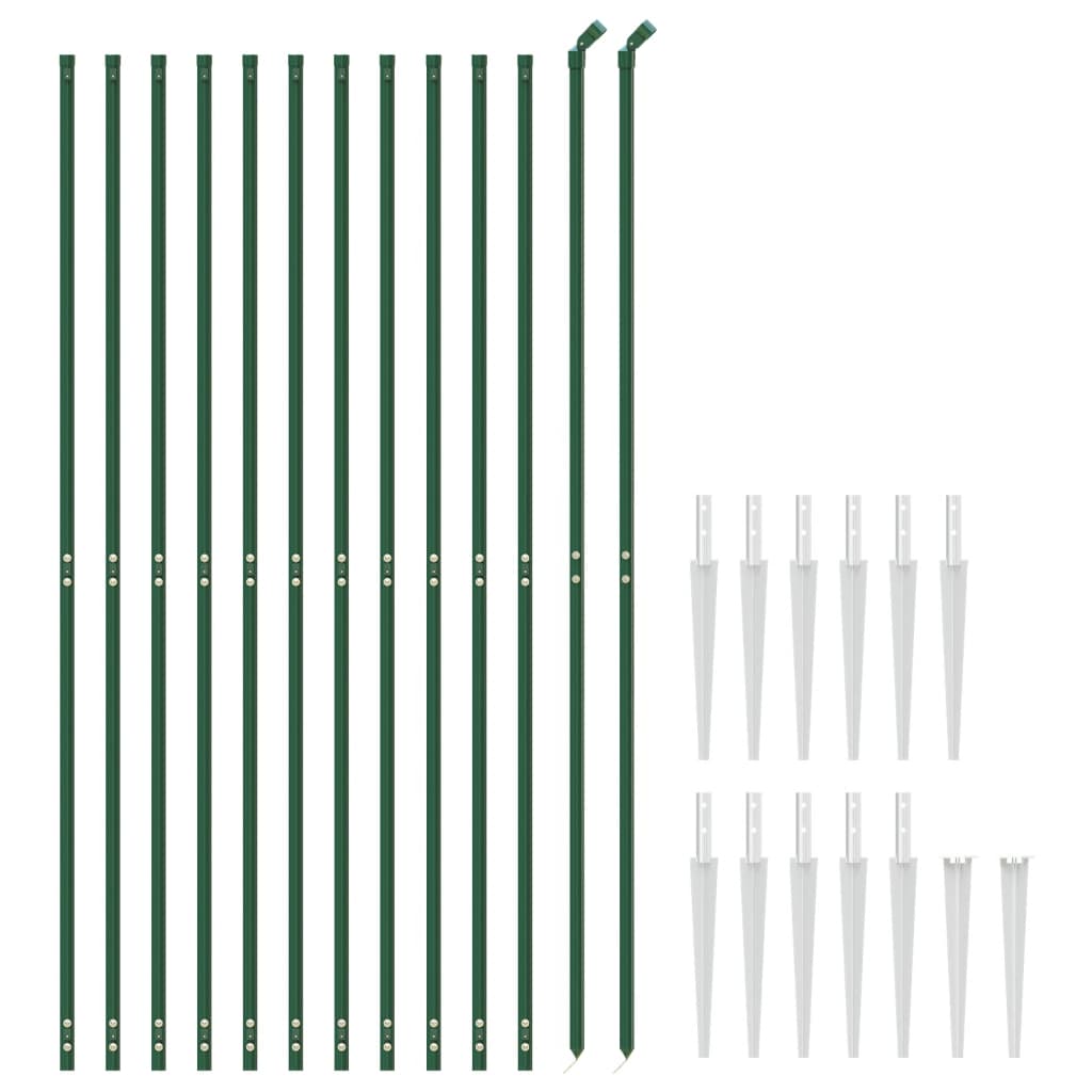 vidaXL Gard plasă de sârmă cu țăruși de fixare, verde, 2,2x25 m vidaXL Gard plasă de sârmă cu țăruși de fixare, verde, 2,2x25 m