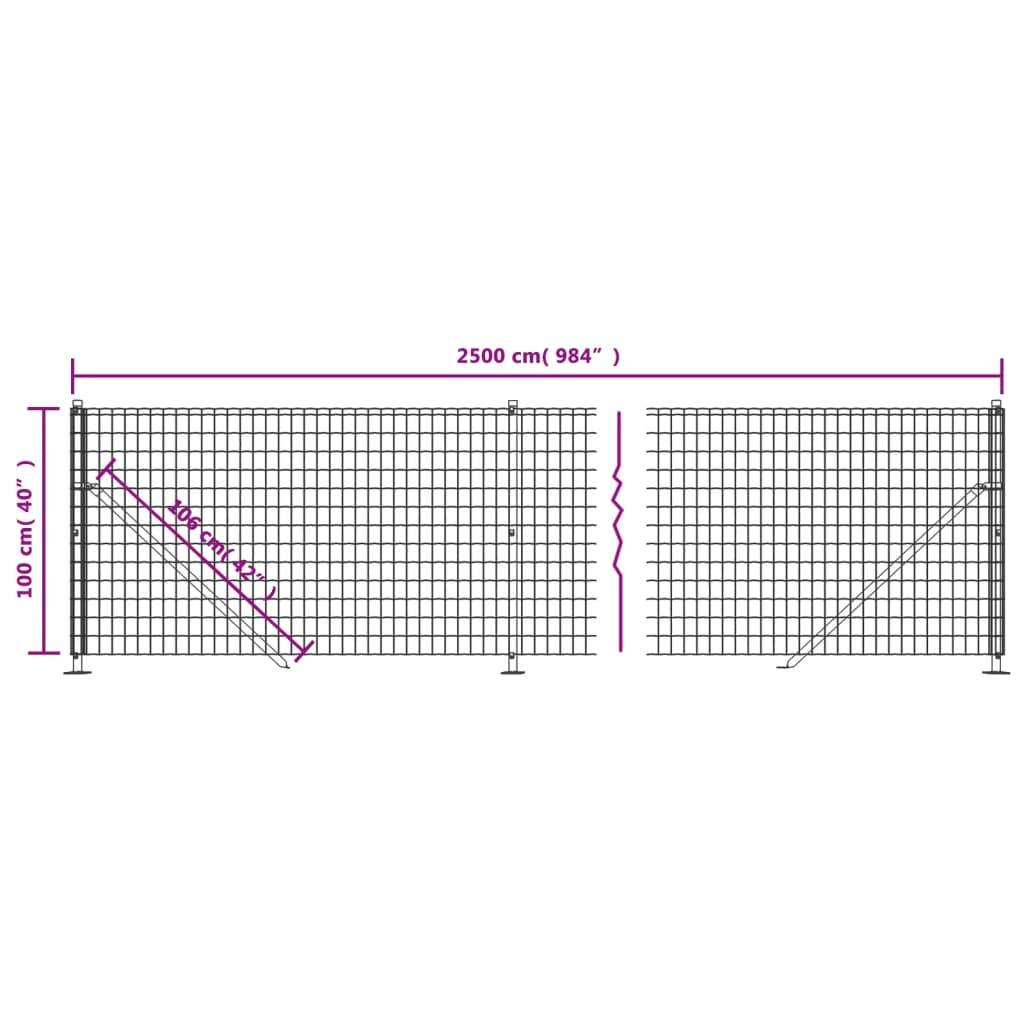vidaXL Gard plasă de sârmă cu bordură, verde, 1x25 m vidaXL Gard plasă de sârmă cu bordură, verde, 1x25 m