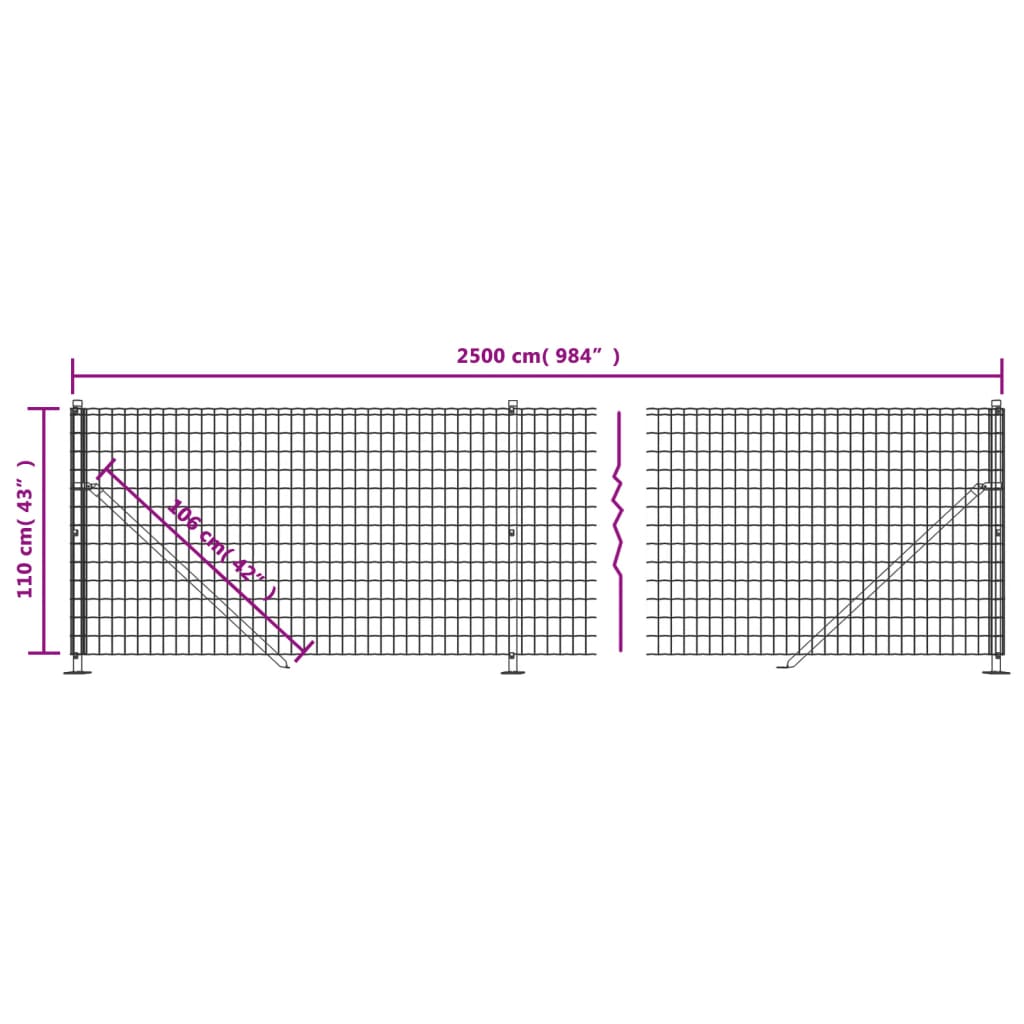 vidaXL Gard plasă de sârmă cu bordură, verde, 1,1x25 m