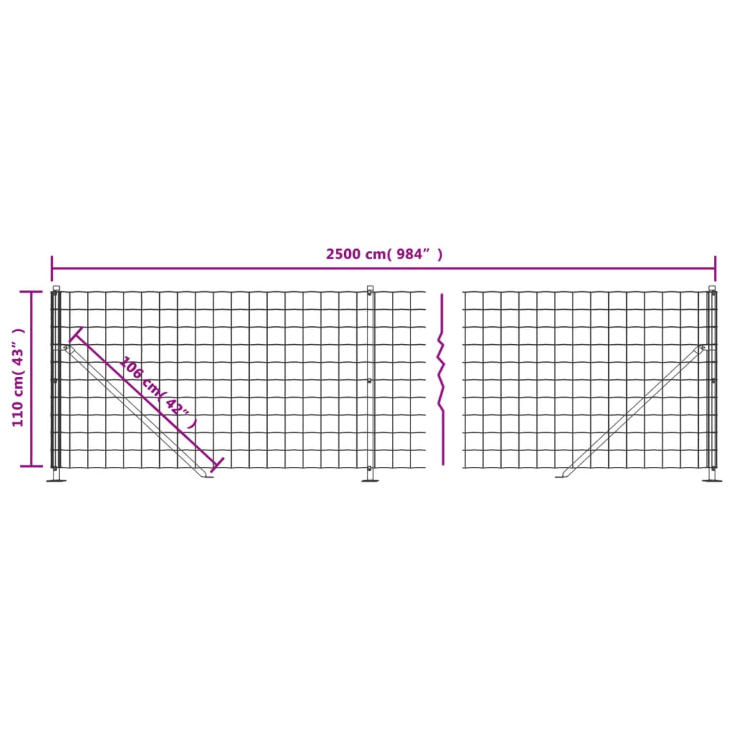 vidaXL Gard plasă de sârmă cu bordură, verde, 1,1x25 m vidaXL Gard plasă de sârmă cu bordură, verde, 1,1x25 m