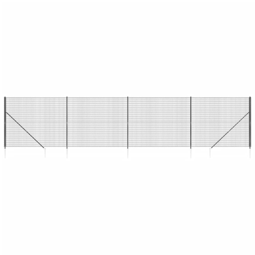 vidaXL Gard plasă de sârmă cu țăruși de fixare, antracit, 1,6x10 m vidaXL Gard plasă de sârmă cu țăruși de fixare, antracit, 1,6x10 m
