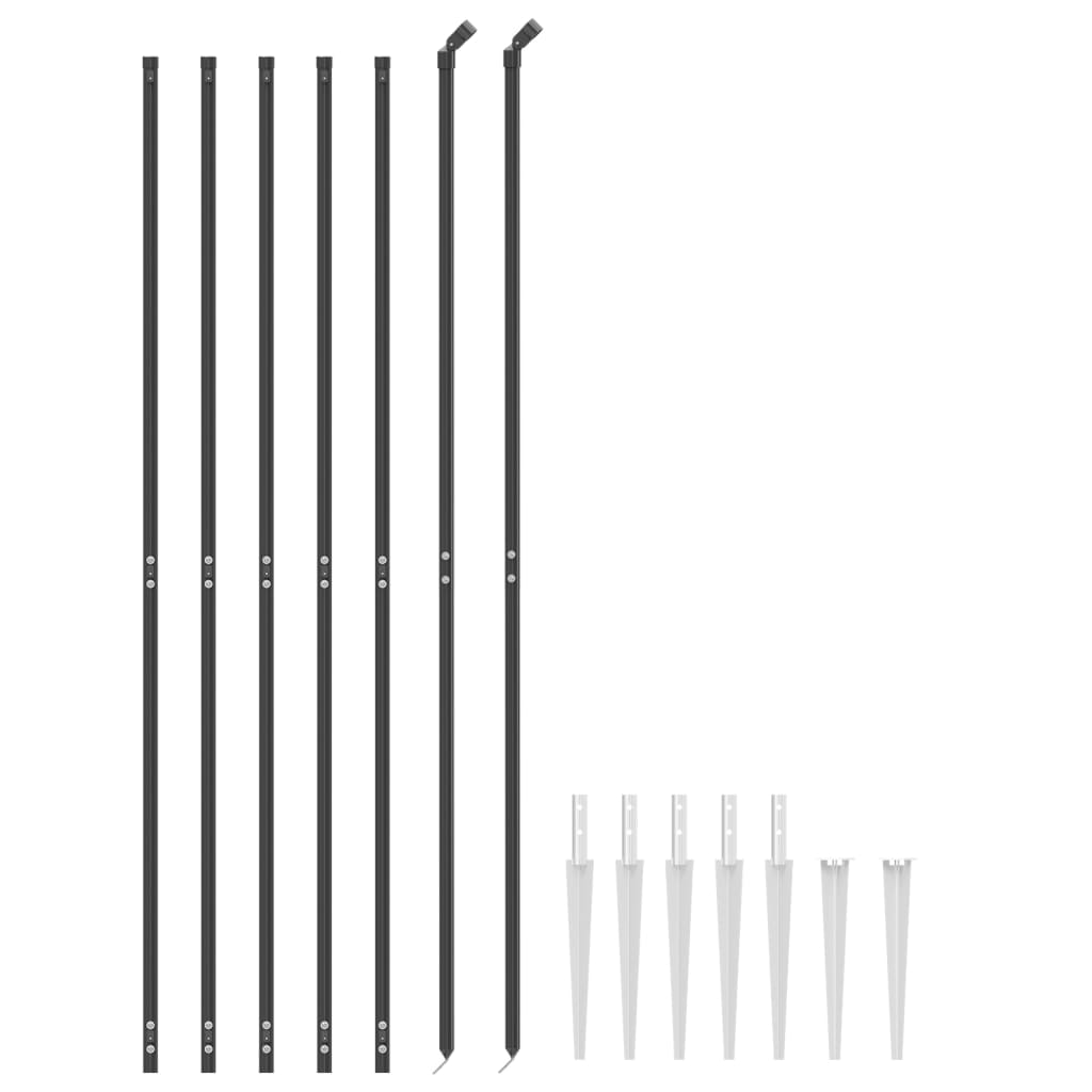 vidaXL Gard plasă de sârmă cu țăruși de fixare, antracit, 1,8x10 m vidaXL Gard plasă de sârmă cu țăruși de fixare, antracit, 1,8x10 m