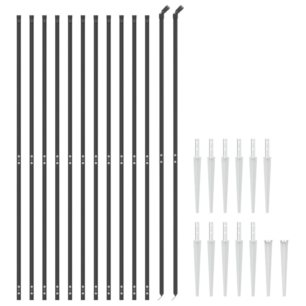vidaXL Gard plasă de sârmă cu țăruși de fixare, antracit, 1,6x25 m vidaXL Gard plasă de sârmă cu țăruși de fixare, antracit, 1,6x25 m