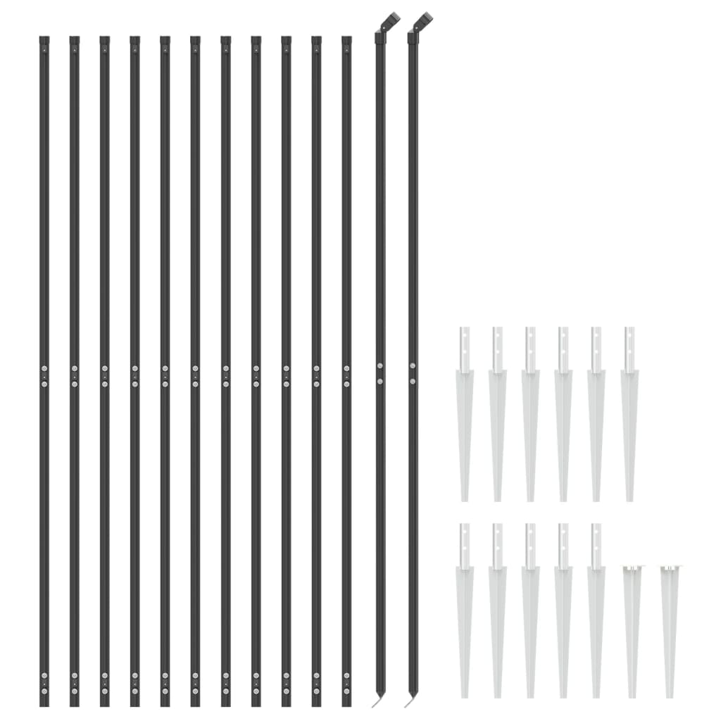 vidaXL Gard plasă de sârmă cu țăruși de fixare, antracit, 1,8x25 m vidaXL Gard plasă de sârmă cu țăruși de fixare, antracit, 1,8x25 m