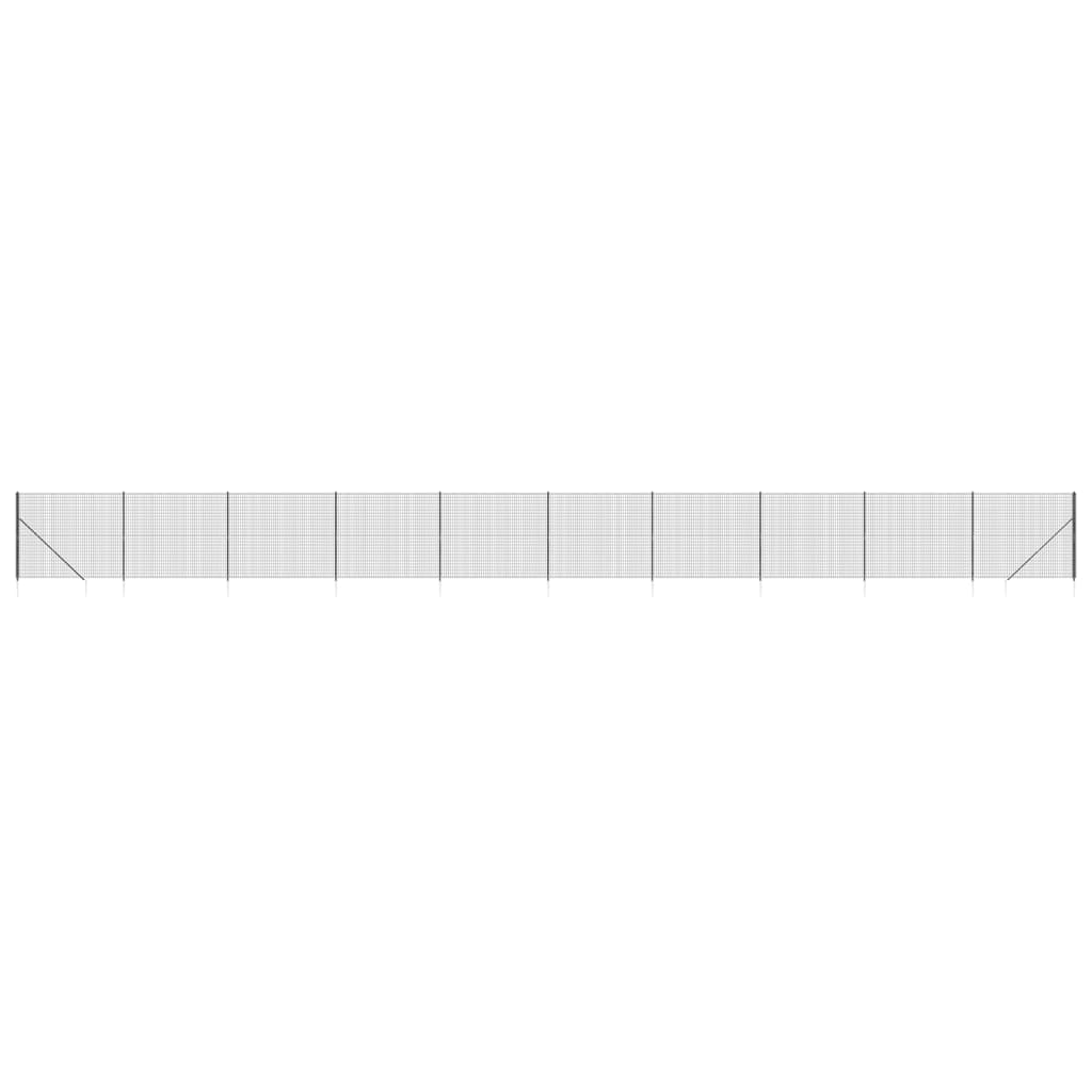 vidaXL Gard plasă de sârmă cu țăruși de fixare, antracit, 2x25 m vidaXL Gard plasă de sârmă cu țăruși de fixare, antracit, 2x25 m