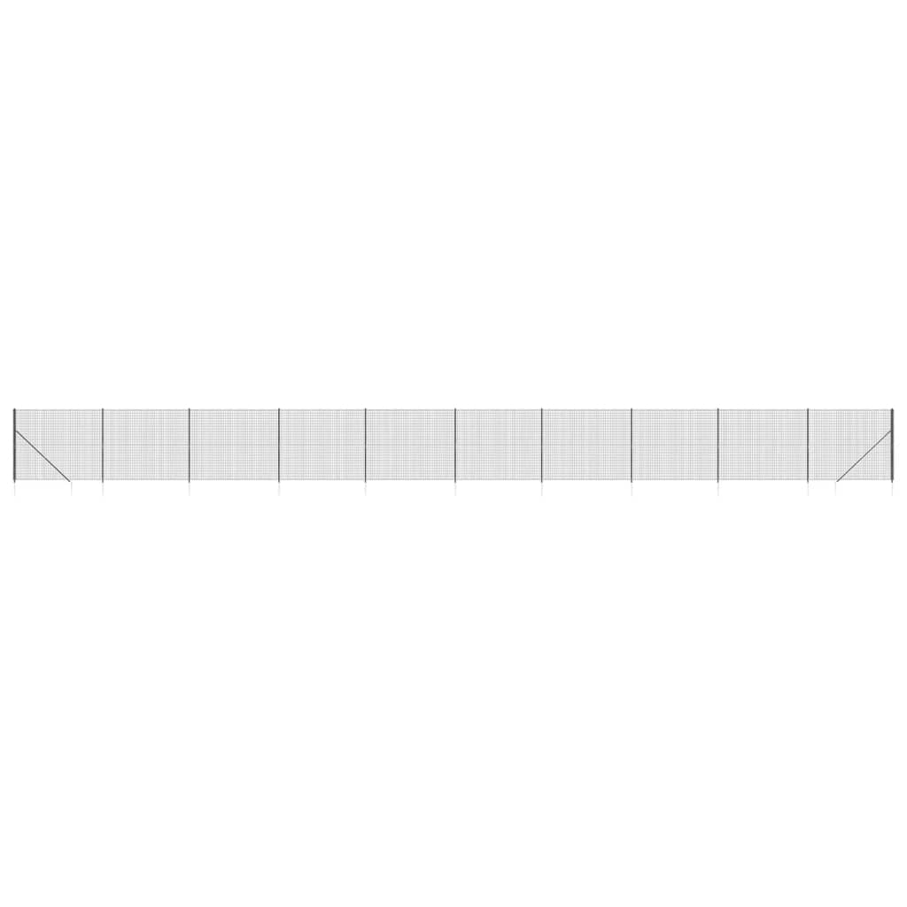 vidaXL Gard plasă de sârmă cu țăruși de fixare, antracit, 2,2x25 m vidaXL Gard plasă de sârmă cu țăruși de fixare, antracit, 2,2x25 m